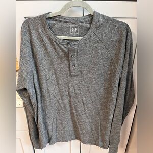 GAP Charcoal Henley Long Sleeve Top